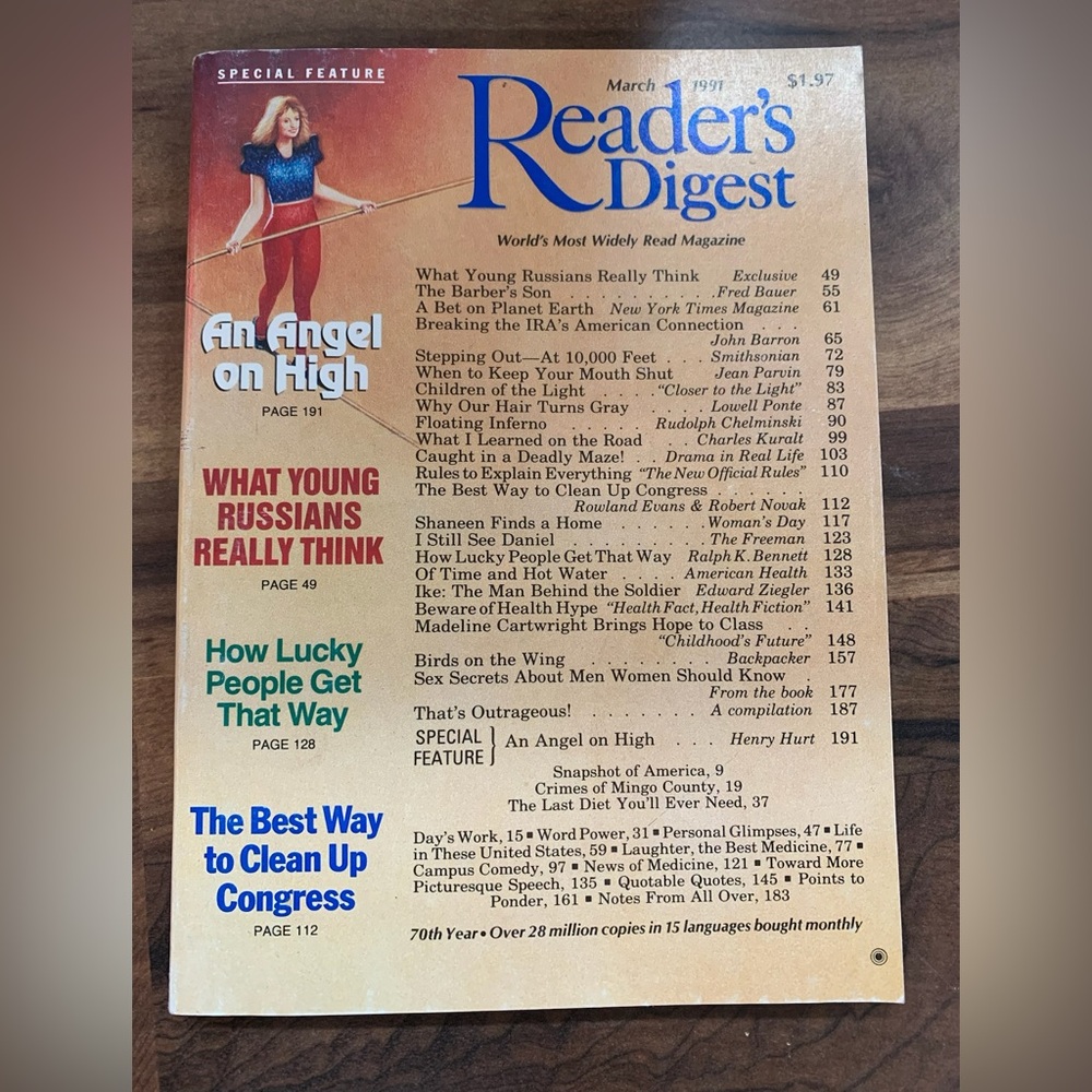 Reader's Digest #827 March 1991 Subscription Edition Magazine Vintage 90’s